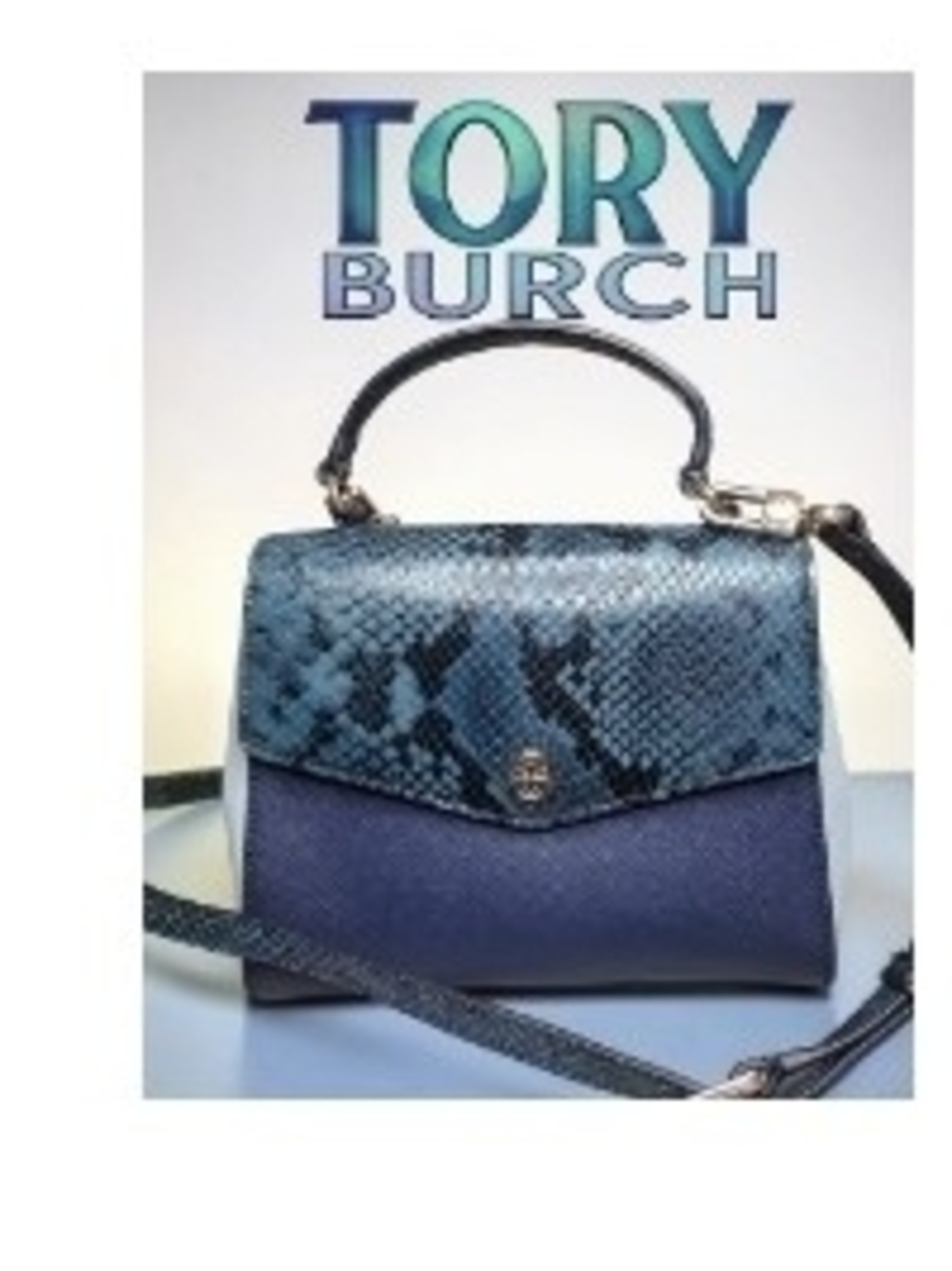 Tory Burch Blue Snake-Print Top Handle Crossbody Bag. NWOT MSRP $498